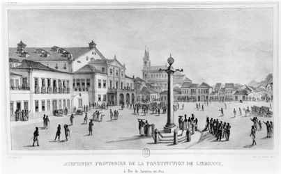 Accettazione temporanea della Costituzione di Lisbona, Rio de Janeiro, 1821, illustrazione da 